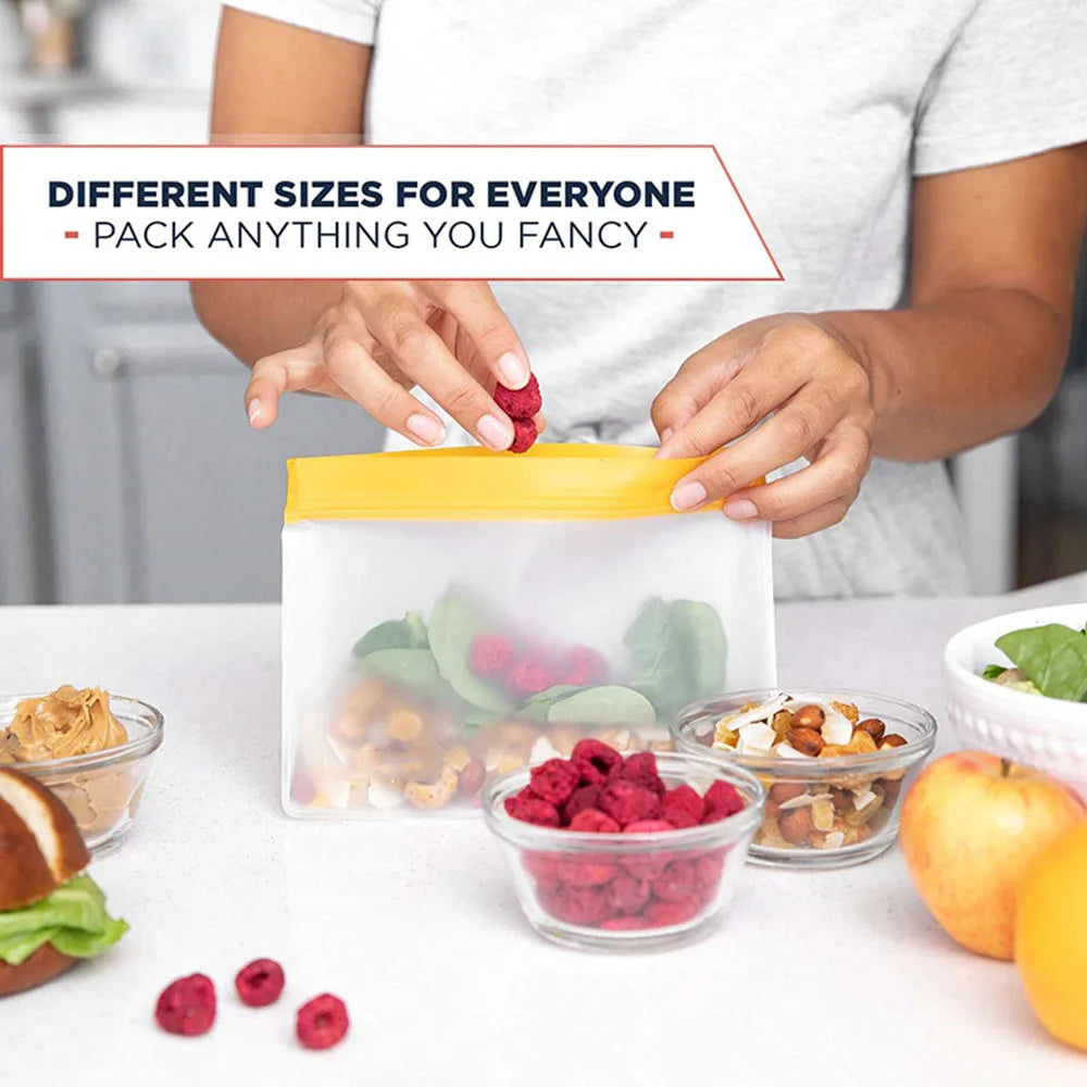 EcoFresh Reusable Food Storage Bags – BPA-Free, PEVA, & Leakproof | Sustainable Alternative to Plastic Bags
