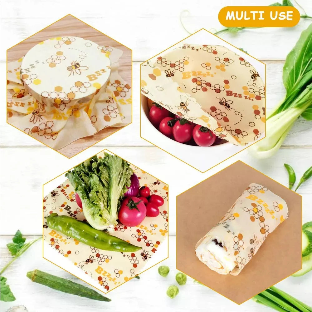 Must-Have Reusable Beeswax Food Wraps – The Eco-Friendly Way to Keep Food Fresh! (Set of 3)