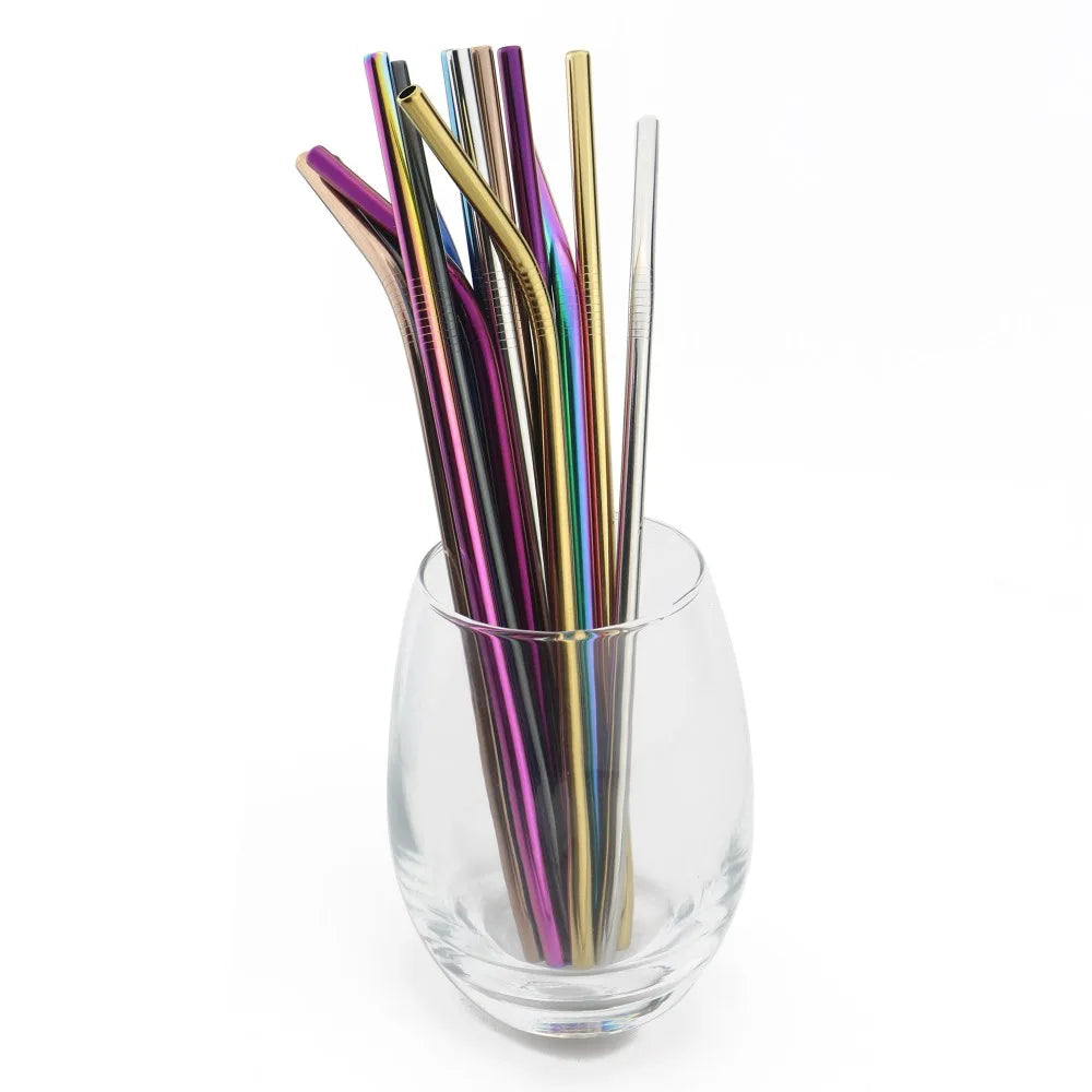 Sip Sustainably – 5-Piece Reusable Rainbow Straw Set with Eco Brush