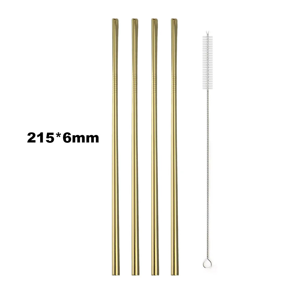 Sip Sustainably – 5-Piece Reusable Rainbow Straw Set with Eco Brush