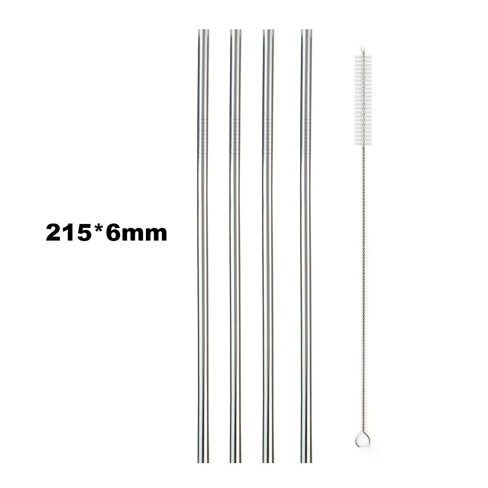 Sip Sustainably – 5-Piece Reusable Rainbow Straw Set with Eco Brush