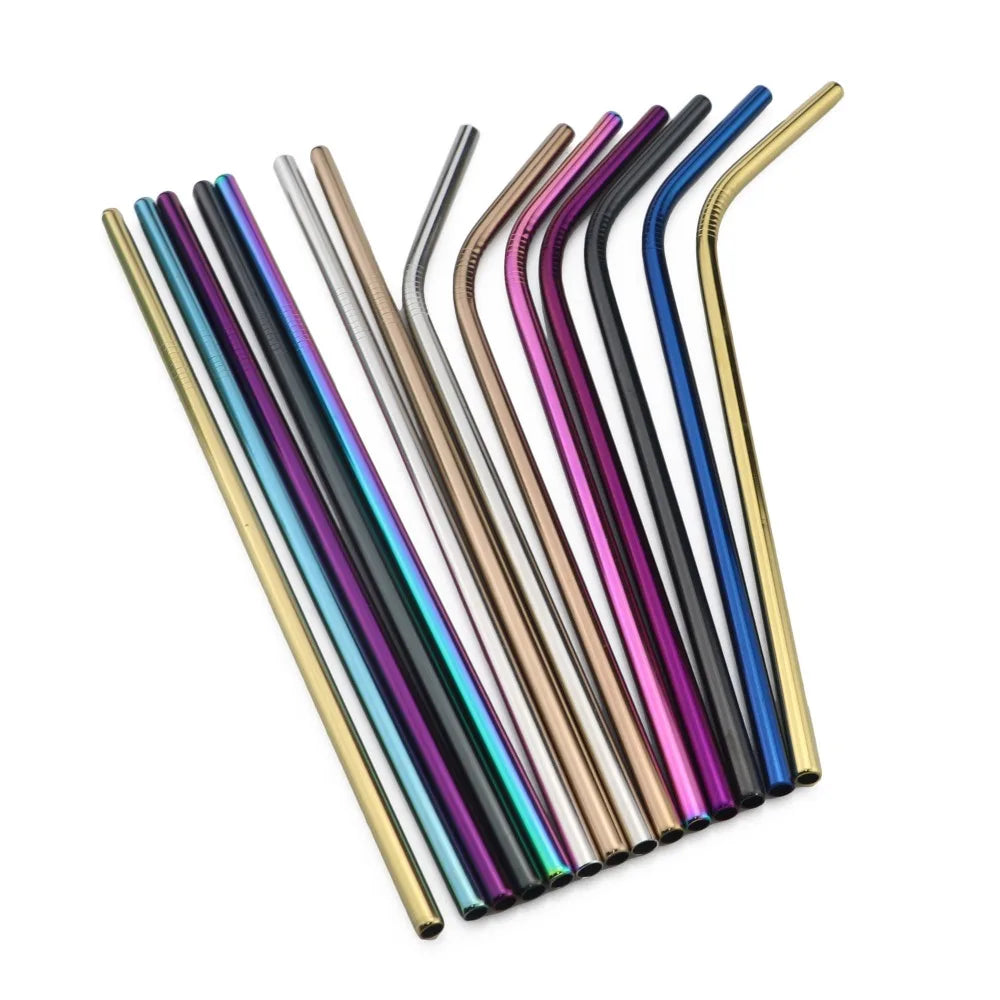 Sip Sustainably – 5-Piece Reusable Rainbow Straw Set with Eco Brush