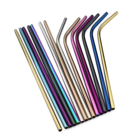 Sip Sustainably – 5-Piece Reusable Rainbow Straw Set with Eco Brush