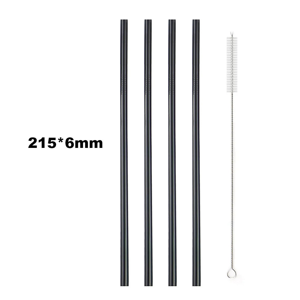 Sip Sustainably – 5-Piece Reusable Rainbow Straw Set with Eco Brush