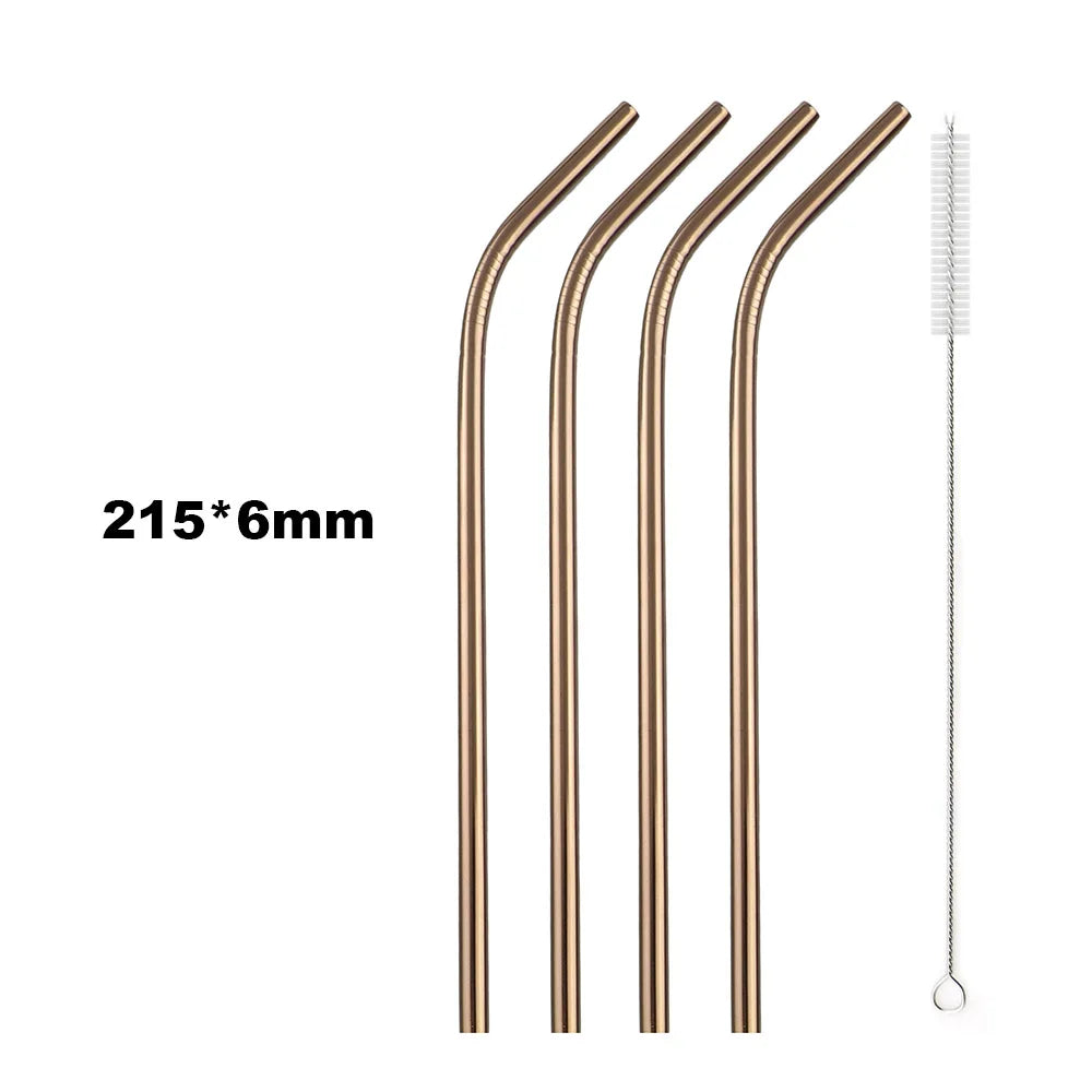 Sip Sustainably – 5-Piece Reusable Rainbow Straw Set with Eco Brush