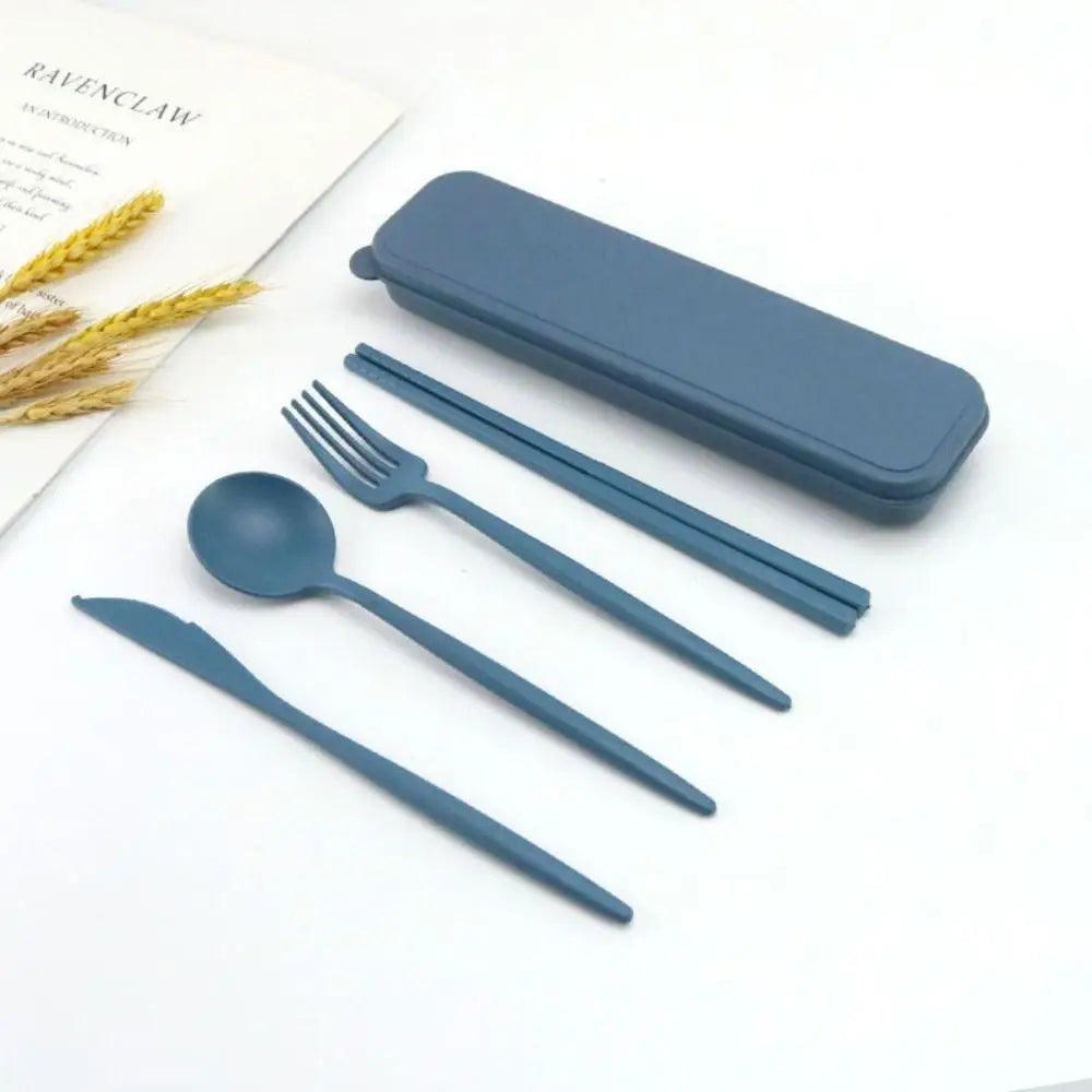 Eco-Friendly Wheat Straw Reusable Cutlery Set with Travel Case