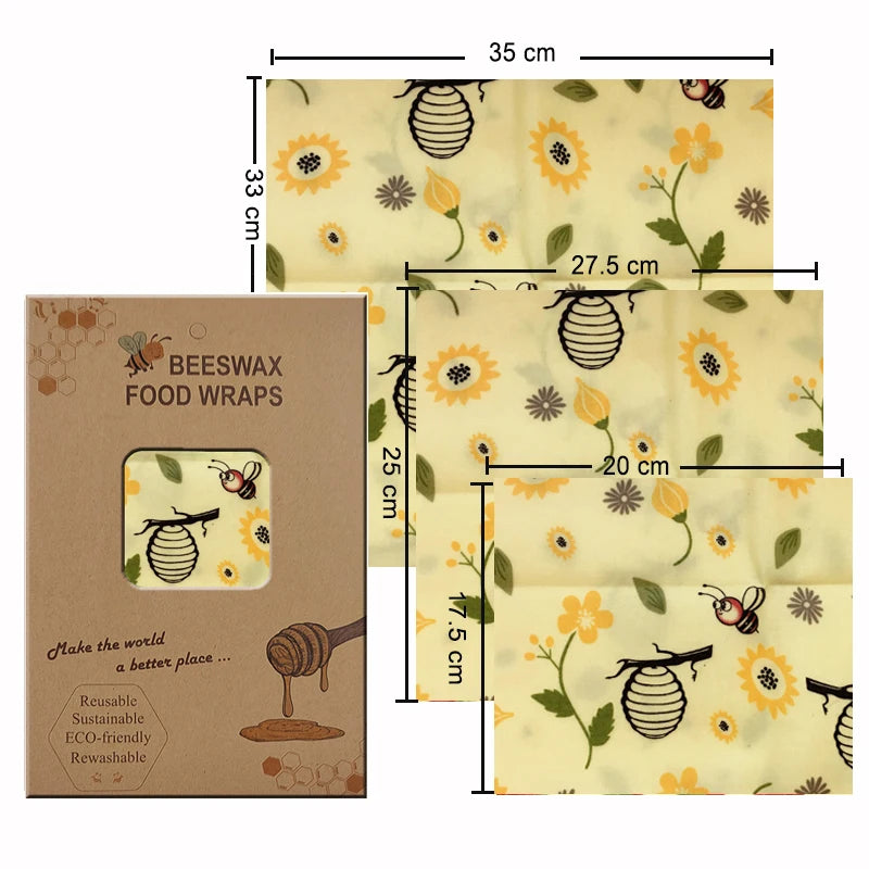 Must-Have Reusable Beeswax Food Wraps – The Eco-Friendly Way to Keep Food Fresh! (Set of 3)