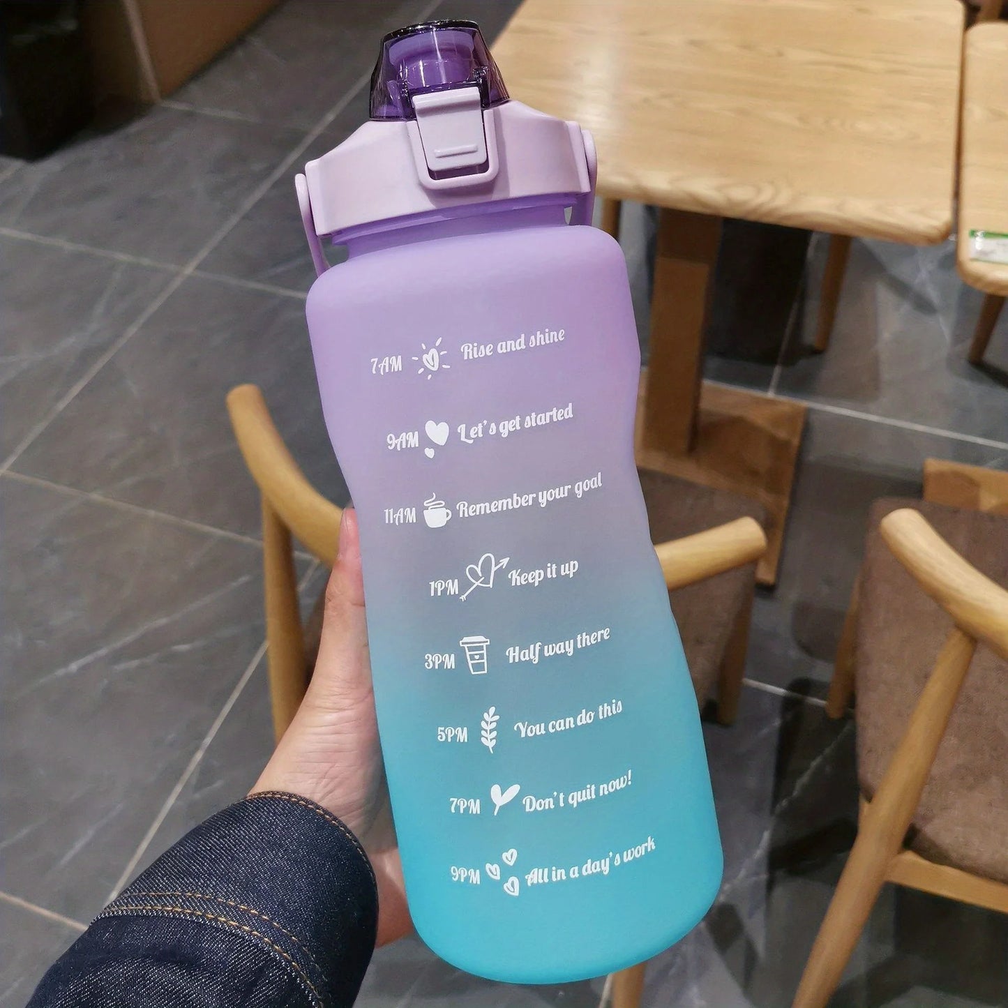 Half-Gallon Eco-Friendly Water Bottle with Time Markers