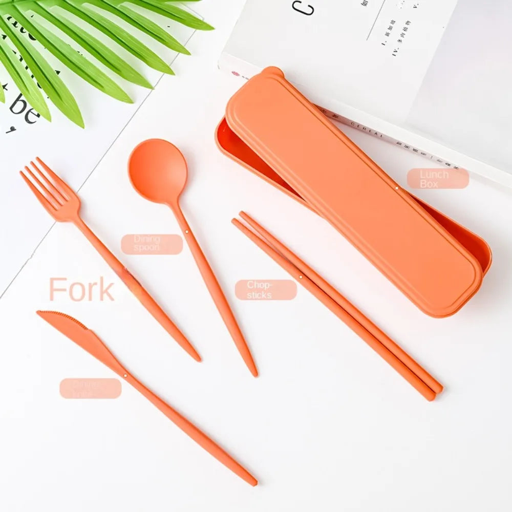 Eco-Friendly Wheat Straw Reusable Cutlery Set with Travel Case