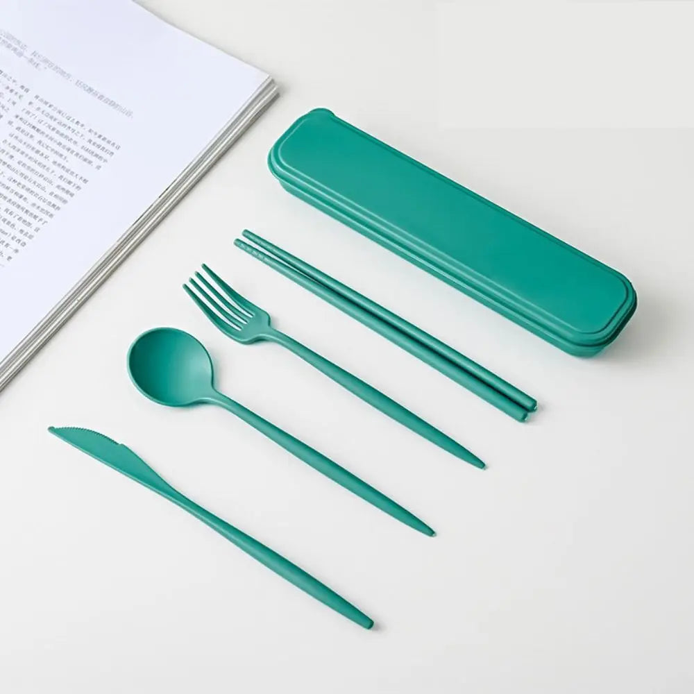 Eco-Friendly Wheat Straw Reusable Cutlery Set with Travel Case