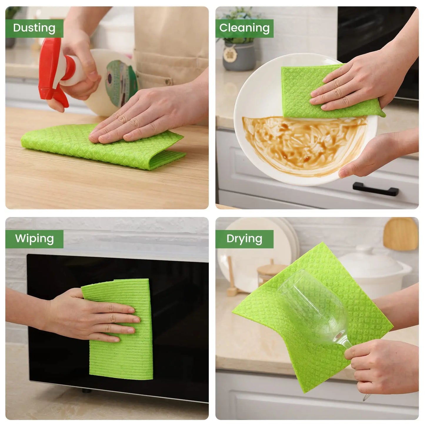 Swedish Dishcloth Set – Reusable, Super Absorbent & Eco-Friendly Cleaning Cloths (5 or 10 Pack)