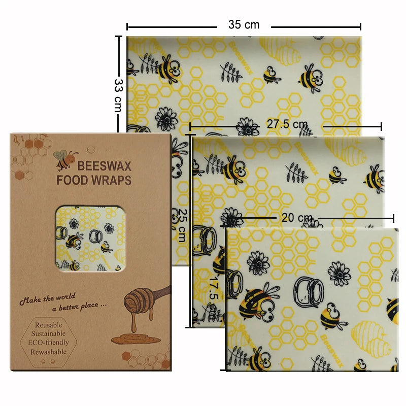 Must-Have Reusable Beeswax Food Wraps – The Eco-Friendly Way to Keep Food Fresh! (Set of 3)