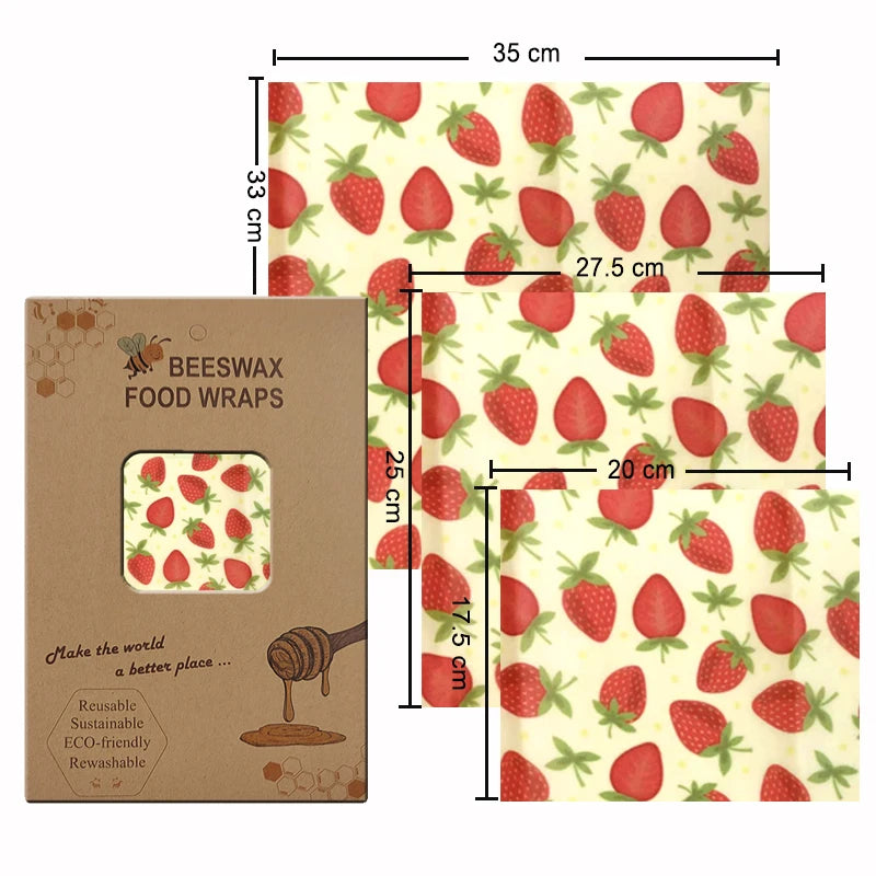 Must-Have Reusable Beeswax Food Wraps – The Eco-Friendly Way to Keep Food Fresh! (Set of 3)