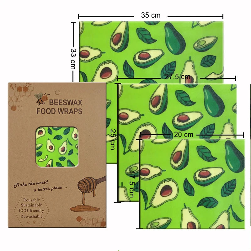 Must-Have Reusable Beeswax Food Wraps – The Eco-Friendly Way to Keep Food Fresh! (Set of 3)