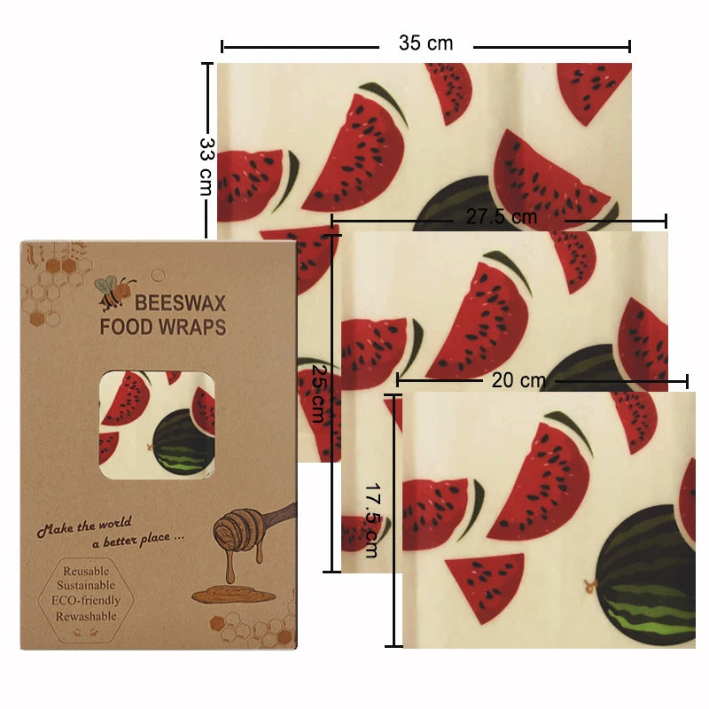 Must-Have Reusable Beeswax Food Wraps – The Eco-Friendly Way to Keep Food Fresh! (Set of 3)