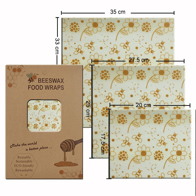 Must-Have Reusable Beeswax Food Wraps – The Eco-Friendly Way to Keep Food Fresh! (Set of 3)