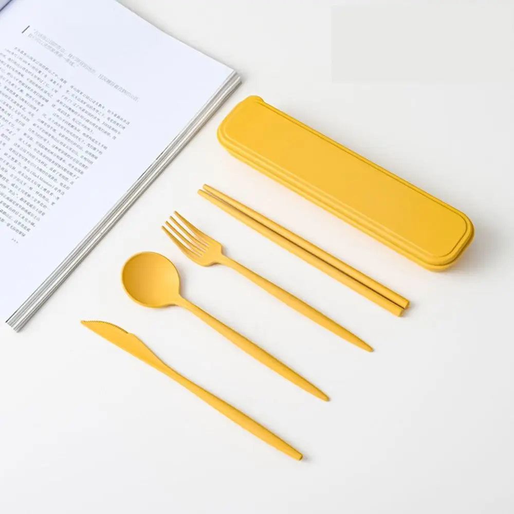 Eco-Friendly Wheat Straw Reusable Cutlery Set with Travel Case