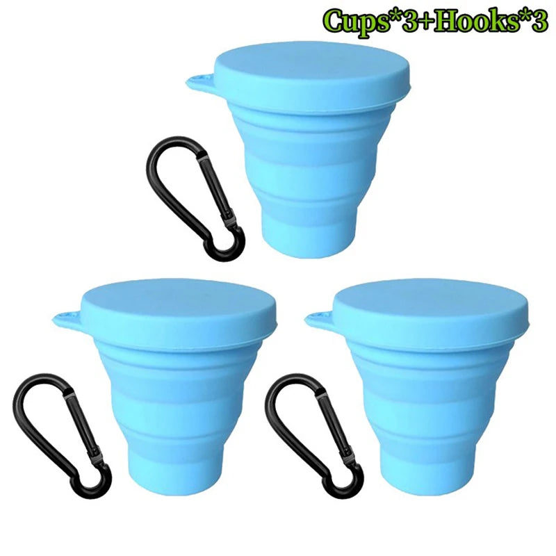 Eco-Friendly Collapsible Silicone Travel Cup with Carabiner – Heat-Resistant, Portable, and Space-Saving (180ml)