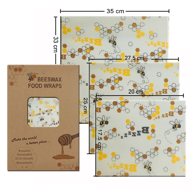 Must-Have Reusable Beeswax Food Wraps – The Eco-Friendly Way to Keep Food Fresh! (Set of 3)