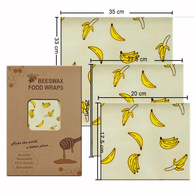 Must-Have Reusable Beeswax Food Wraps – The Eco-Friendly Way to Keep Food Fresh! (Set of 3)