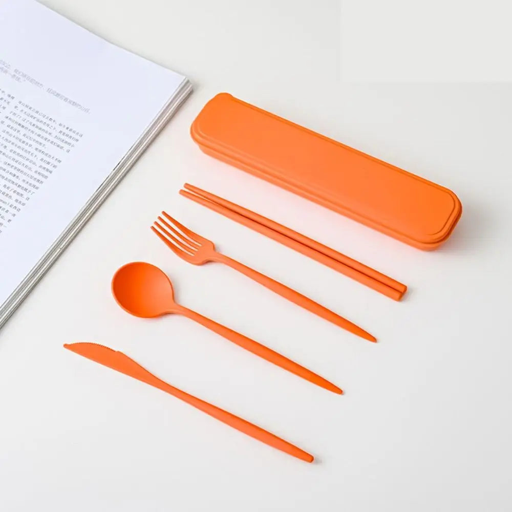 Eco-Friendly Wheat Straw Reusable Cutlery Set with Travel Case